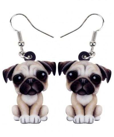 Acrylic Donuts Bulldog Pug Dog Earrings Dangle Drop Sweet Pet Ornaments Jewelry For Women Charm Gift Beige $6.95 Earrings