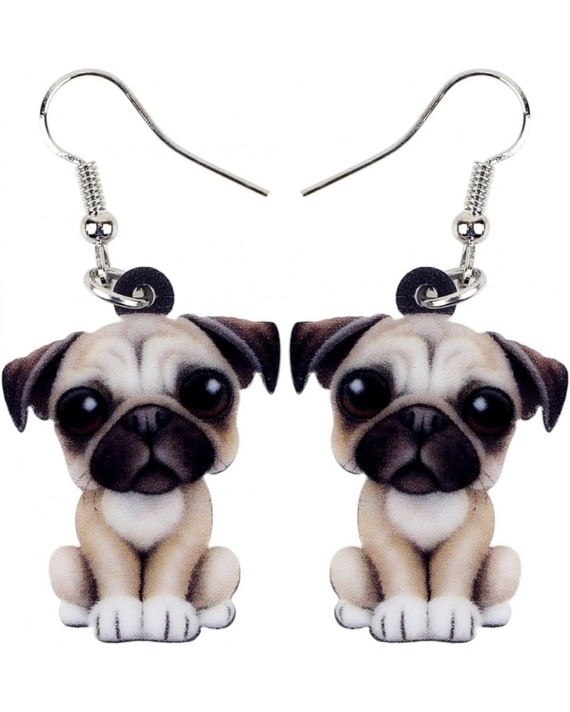 Acrylic Donuts Bulldog Pug Dog Earrings Dangle Drop Sweet Pet Ornaments Jewelry For Women Charm Gift Beige $6.95 Earrings