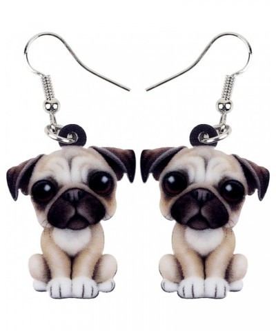 Acrylic Donuts Bulldog Pug Dog Earrings Dangle Drop Sweet Pet Ornaments Jewelry For Women Charm Gift Beige $6.95 Earrings