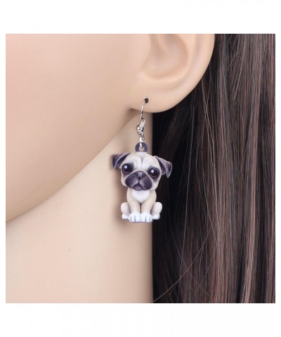 Acrylic Donuts Bulldog Pug Dog Earrings Dangle Drop Sweet Pet Ornaments Jewelry For Women Charm Gift Beige $6.95 Earrings