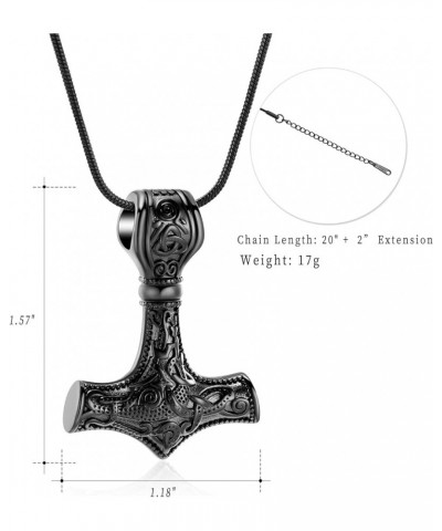 Thor Hammer Urn Necklace for Ashes Cremation Jewelry for Women Men Viking Vegvisir Mjolnir Memorial Keepsake Ashes Pendant 2p...