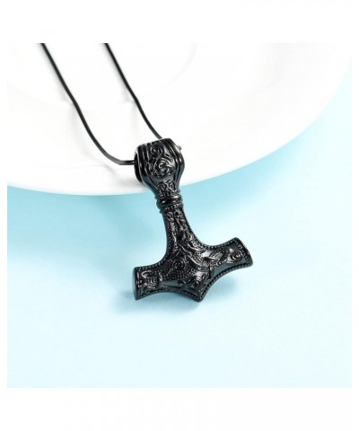 Thor Hammer Urn Necklace for Ashes Cremation Jewelry for Women Men Viking Vegvisir Mjolnir Memorial Keepsake Ashes Pendant 2p...