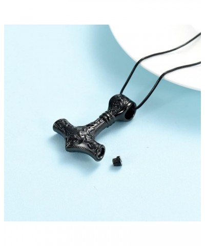 Thor Hammer Urn Necklace for Ashes Cremation Jewelry for Women Men Viking Vegvisir Mjolnir Memorial Keepsake Ashes Pendant 2p...