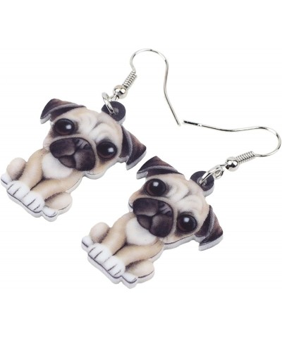 Acrylic Donuts Bulldog Pug Dog Earrings Dangle Drop Sweet Pet Ornaments Jewelry For Women Charm Gift Beige $6.95 Earrings