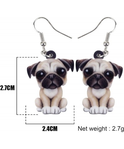 Acrylic Donuts Bulldog Pug Dog Earrings Dangle Drop Sweet Pet Ornaments Jewelry For Women Charm Gift Beige $6.95 Earrings