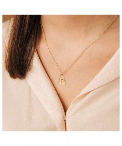 Initial Lock Necklace for Women, 18K Gold Plated Stainless steel Padlock Letter Necklace Personalized Name Neckalce for Girls...