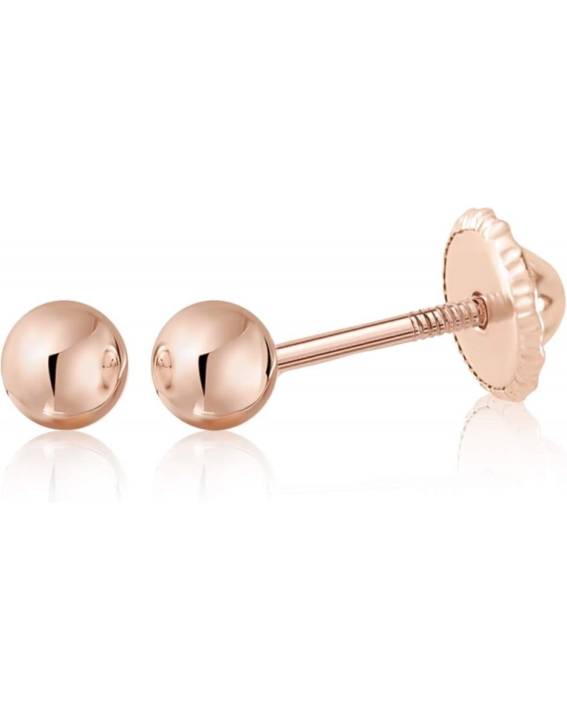 Gold Ball Stud Earrings for Women and Girls Screwback | 10k, 14k, 18k | White Yellow or Rose Gold | 3mm 4mm 5mm | Nickel Free...