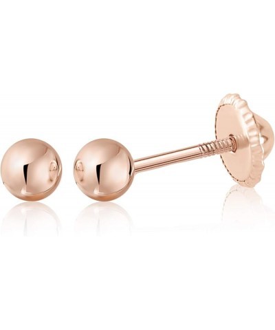 Gold Ball Stud Earrings for Women and Girls Screwback | 10k, 14k, 18k | White Yellow or Rose Gold | 3mm 4mm 5mm | Nickel Free...