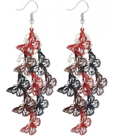 Nine Piece Obliquely Flying Butterfly Earrings for Woman Girls,Long Dangle Mix Color Butterfly Earring rb $7.64 Earrings