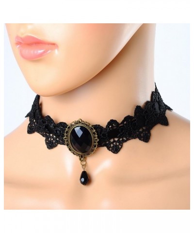 Retro Handmade Choker Necklace for Women Gothic Black Lace Necklace for Halloween Punk Costume Party Royal Court Vampire Chok...