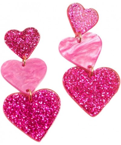 Lovely Glitter Sequins Love Heart Earrings for Women Girls Lightweight Acrylic Star Drop Earrings Statement Jewelry Valentine...