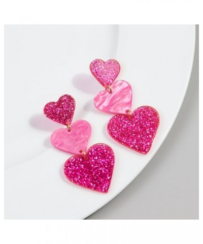 Lovely Glitter Sequins Love Heart Earrings for Women Girls Lightweight Acrylic Star Drop Earrings Statement Jewelry Valentine...