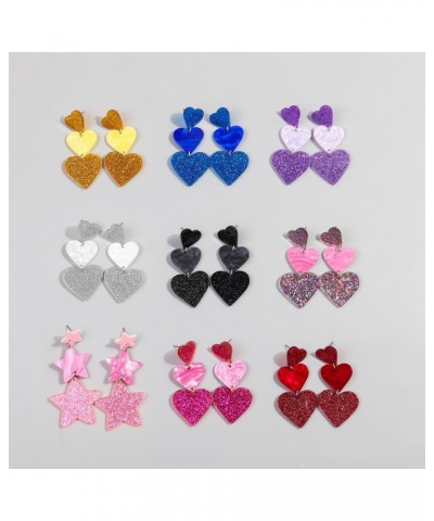 Lovely Glitter Sequins Love Heart Earrings for Women Girls Lightweight Acrylic Star Drop Earrings Statement Jewelry Valentine...