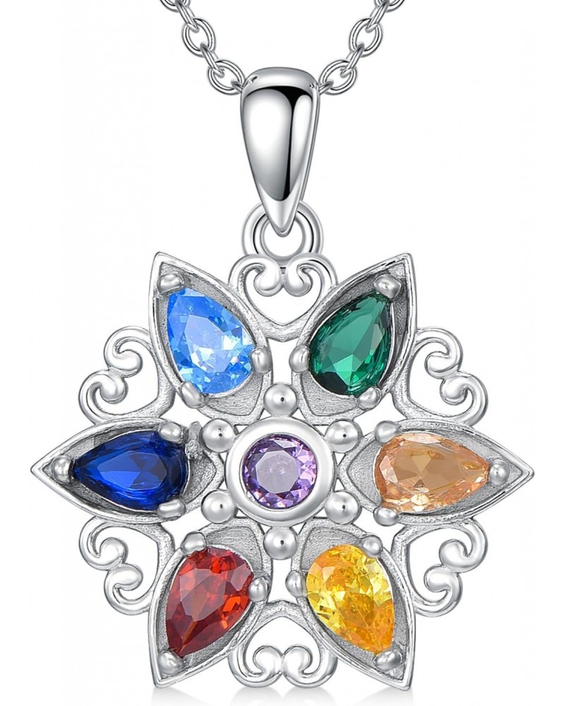 Chakra Flower Necklace 925 Sterling Silver Chakra Flower Pendant Necklace Crystal Chakra Jewelry Gift for Women Girls $21.23 ...