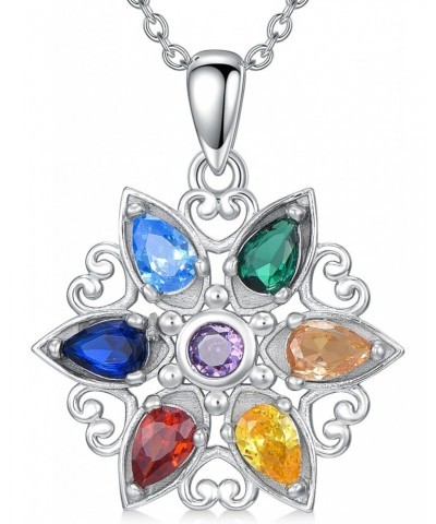 Chakra Flower Necklace 925 Sterling Silver Chakra Flower Pendant Necklace Crystal Chakra Jewelry Gift for Women Girls $21.23 ...