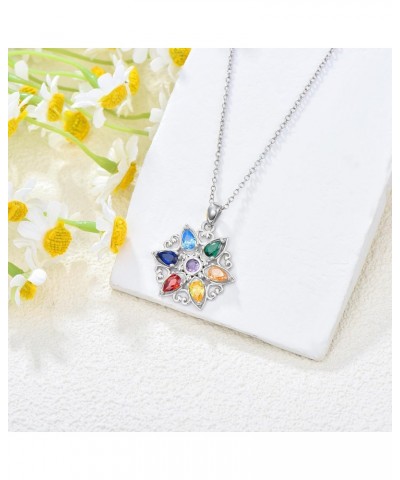 Chakra Flower Necklace 925 Sterling Silver Chakra Flower Pendant Necklace Crystal Chakra Jewelry Gift for Women Girls $21.23 ...