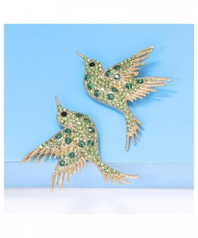 Hummingbird Stud Earrings Alloy Animal Earring Colorful Dangle Cute Crystal Bird Earrings Jewelry for Women Teens Girls Green...