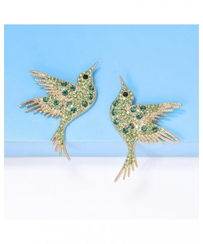 Hummingbird Stud Earrings Alloy Animal Earring Colorful Dangle Cute Crystal Bird Earrings Jewelry for Women Teens Girls Green...