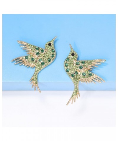 Hummingbird Stud Earrings Alloy Animal Earring Colorful Dangle Cute Crystal Bird Earrings Jewelry for Women Teens Girls Green...