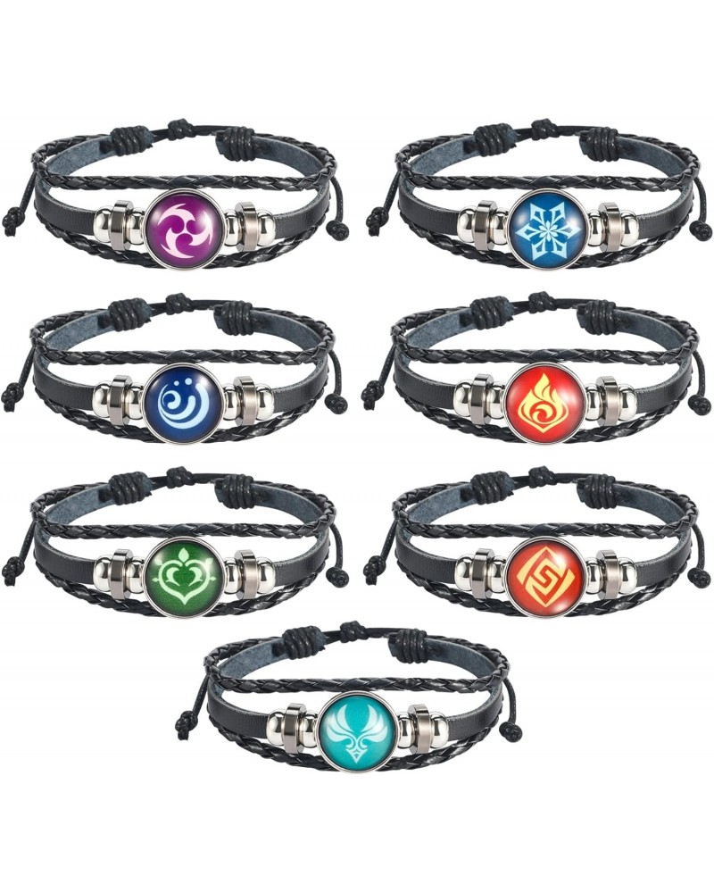 Genshin Impact Bracelet 7 Pack, Animne Element Luminous Bracelets Glow in Dark, God's Eye Time Gem Bracelet of Fire, Ice, Win...