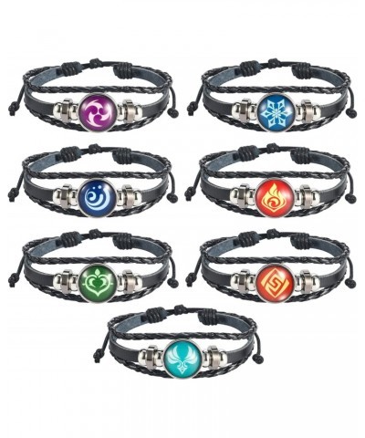 Genshin Impact Bracelet 7 Pack, Animne Element Luminous Bracelets Glow in Dark, God's Eye Time Gem Bracelet of Fire, Ice, Win...