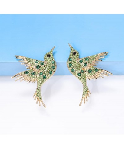 Hummingbird Stud Earrings Alloy Animal Earring Colorful Dangle Cute Crystal Bird Earrings Jewelry for Women Teens Girls Green...