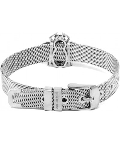 Me Plus Women Fashion Stainless Steel Silver Gold Clear Rhinestones Charm Mesh Belt Buckle Bracelet Bangle Bee - Silver $13.2...