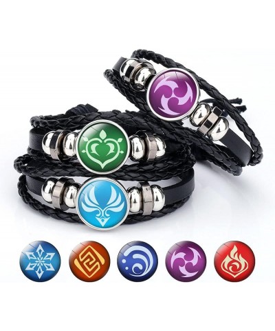 Genshin Impact Bracelet 7 Pack, Animne Element Luminous Bracelets Glow in Dark, God's Eye Time Gem Bracelet of Fire, Ice, Win...