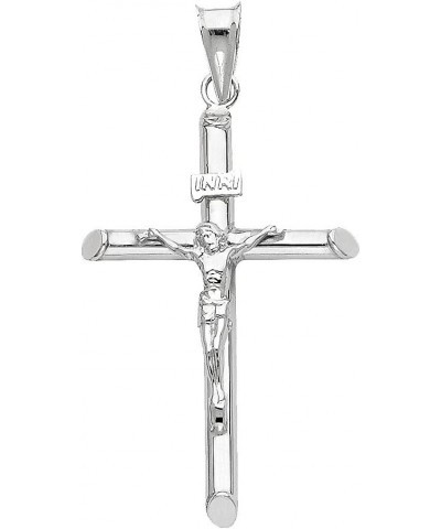 14K White Gold Crucifix Cross Religious Charm Pendant with 1mm Box Chain Necklace 24.0 Inches $156.10 Necklaces