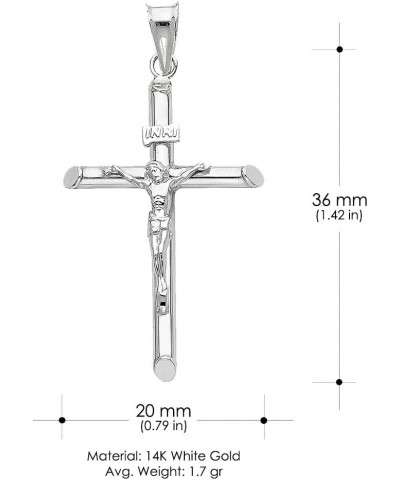 14K White Gold Crucifix Cross Religious Charm Pendant with 1mm Box Chain Necklace 24.0 Inches $156.10 Necklaces