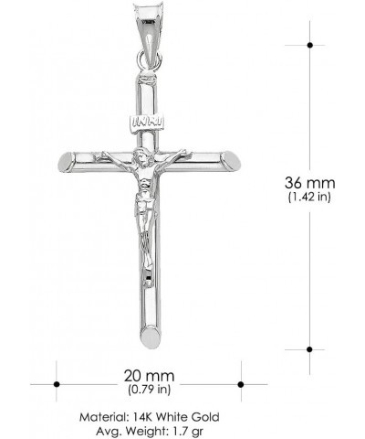 14K White Gold Crucifix Cross Religious Charm Pendant with 1mm Box Chain Necklace 24.0 Inches $156.10 Necklaces