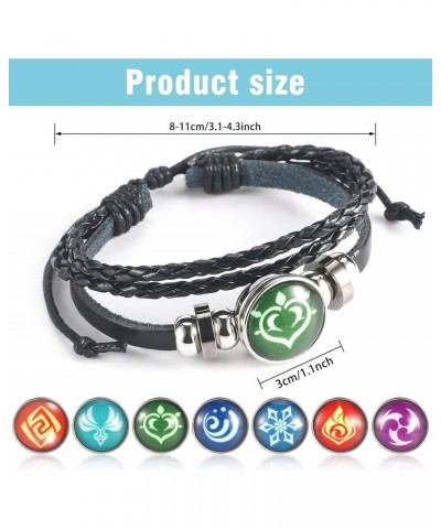 Genshin Impact Bracelet 7 Pack, Animne Element Luminous Bracelets Glow in Dark, God's Eye Time Gem Bracelet of Fire, Ice, Win...