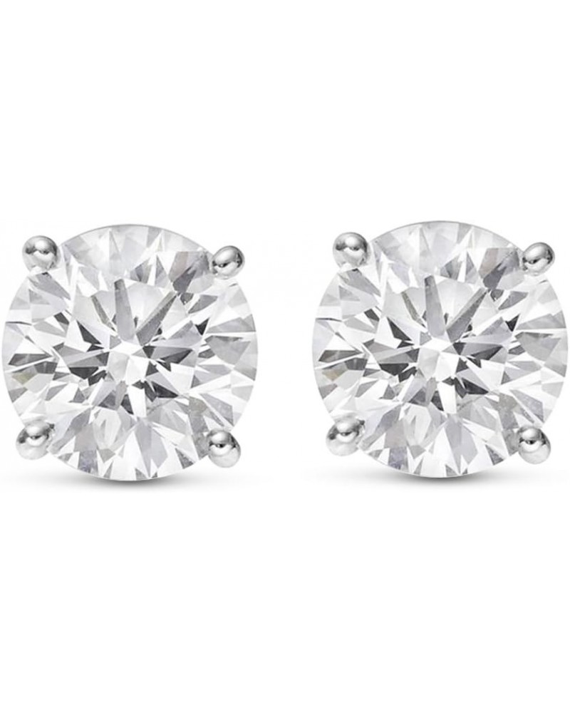 Natural Round Brilliant Solitaire Diamond Stud Earrings for Women 4 Prong Push Back (I-J Color I1 Clarity) 1.51 Carat Platinu...