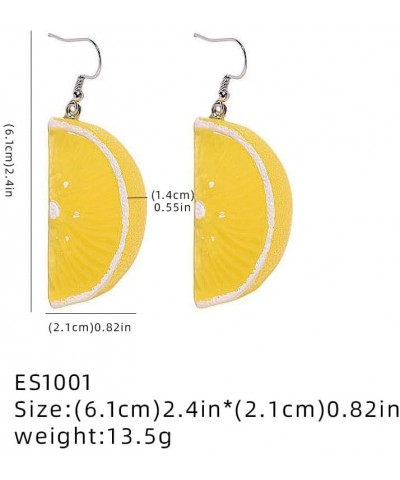 3D Lemon Earrings for Women Fashion Cute Handmade Tangerine Petal Resin Earrings Funny Imitation Lightweight Fruit Dangle Ear...