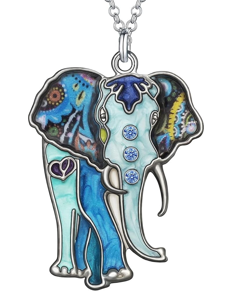 Signature Africa Wildlife Collection SUNRISE Jungle Safari Wild Elephant Enamel Pendant Necklace Navy $8.47 Necklaces