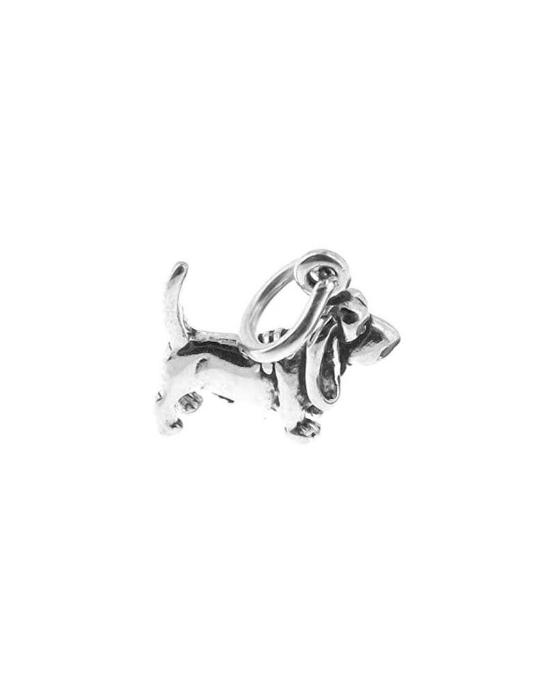 925 Sterling Silver Tiny 10mm x 11mm Basset Hound Dog Puppy Charm Pendant Bracelet Jewelry - Charm Crazy $10.76 Bracelets