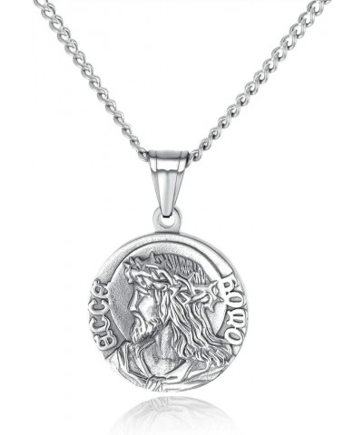 Religious Christ Coin Medal Medallion Necklace Bible Verse Prayer Christian Jesus Pendant Silver $10.19 Necklaces