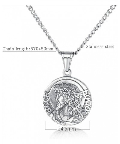 Religious Christ Coin Medal Medallion Necklace Bible Verse Prayer Christian Jesus Pendant Silver $10.19 Necklaces