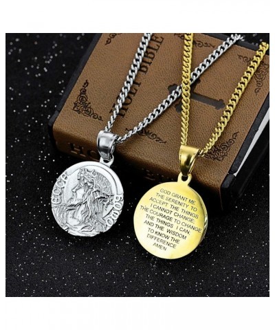 Religious Christ Coin Medal Medallion Necklace Bible Verse Prayer Christian Jesus Pendant Silver $10.19 Necklaces