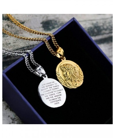 Religious Christ Coin Medal Medallion Necklace Bible Verse Prayer Christian Jesus Pendant Silver $10.19 Necklaces