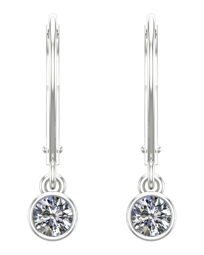 IGI Certified LAB-GROWN Round Diamond Earrings Bezel Set Lever Back Ultra Premium Collection (E-F Color, SI1-SI2 Clarity) Pla...