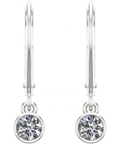 IGI Certified LAB-GROWN Round Diamond Earrings Bezel Set Lever Back Ultra Premium Collection (E-F Color, SI1-SI2 Clarity) Pla...