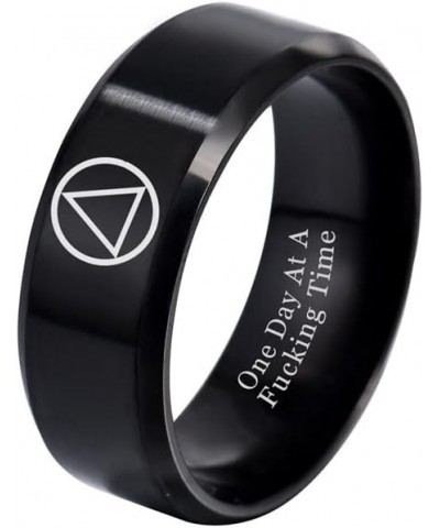 One Day At A Time Sobriety Gifts fot Women Men Stainless Steel Sober Recovery Band Ring Inspirational Alcoholics Anonymous Ad...