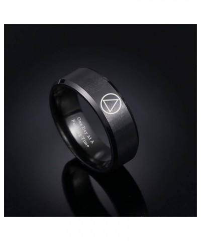 One Day At A Time Sobriety Gifts fot Women Men Stainless Steel Sober Recovery Band Ring Inspirational Alcoholics Anonymous Ad...