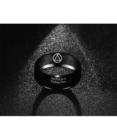 One Day At A Time Sobriety Gifts fot Women Men Stainless Steel Sober Recovery Band Ring Inspirational Alcoholics Anonymous Ad...