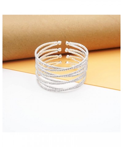 Womens Rhinestones Cross Cuff Bracelet Open End Wide Bangle Silver tone Style C $9.11 Bracelets