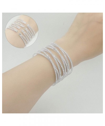 Womens Rhinestones Cross Cuff Bracelet Open End Wide Bangle Silver tone Style C $9.11 Bracelets