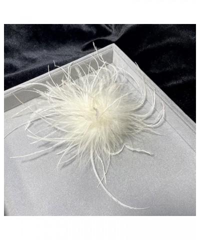 Feather Brooch,Ostrich Feather Brooch for Women Ball-Party Fashion Lapel Pin Scarf Clip Brooches for Female Girls Party Dress...