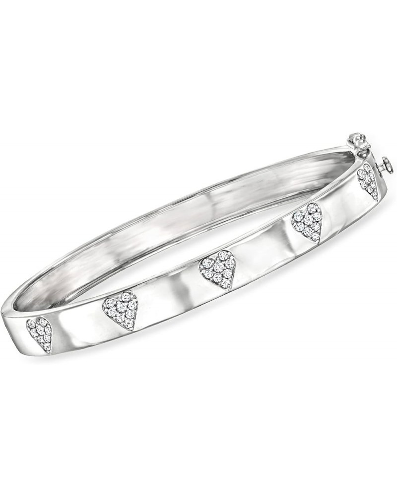 0.50 ct. t.w. Diamond Heart Bangle Bracelet in Sterling Silver 7.0 Inches $185.00 Bracelets