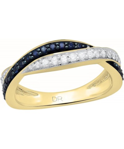 Blue Sapphire & White Diamond Swirl Stackable Wedding Band in Gold 4.5 14K Gold Yellow Gold $239.30 Bracelets